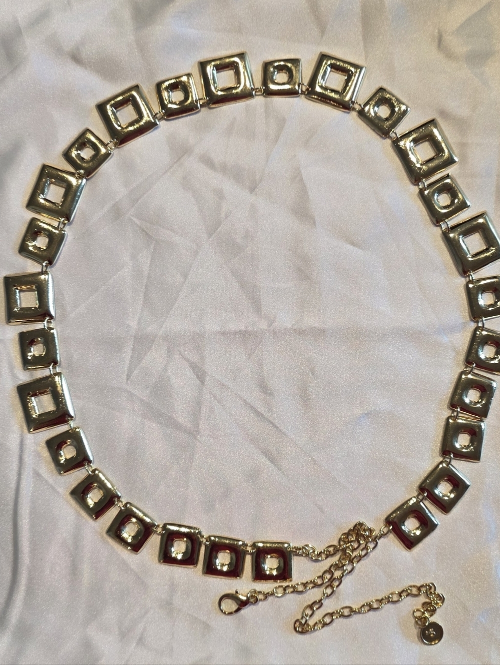 Metal Multi Size Squres Goldtone Belt Fits 34" To 43"  New